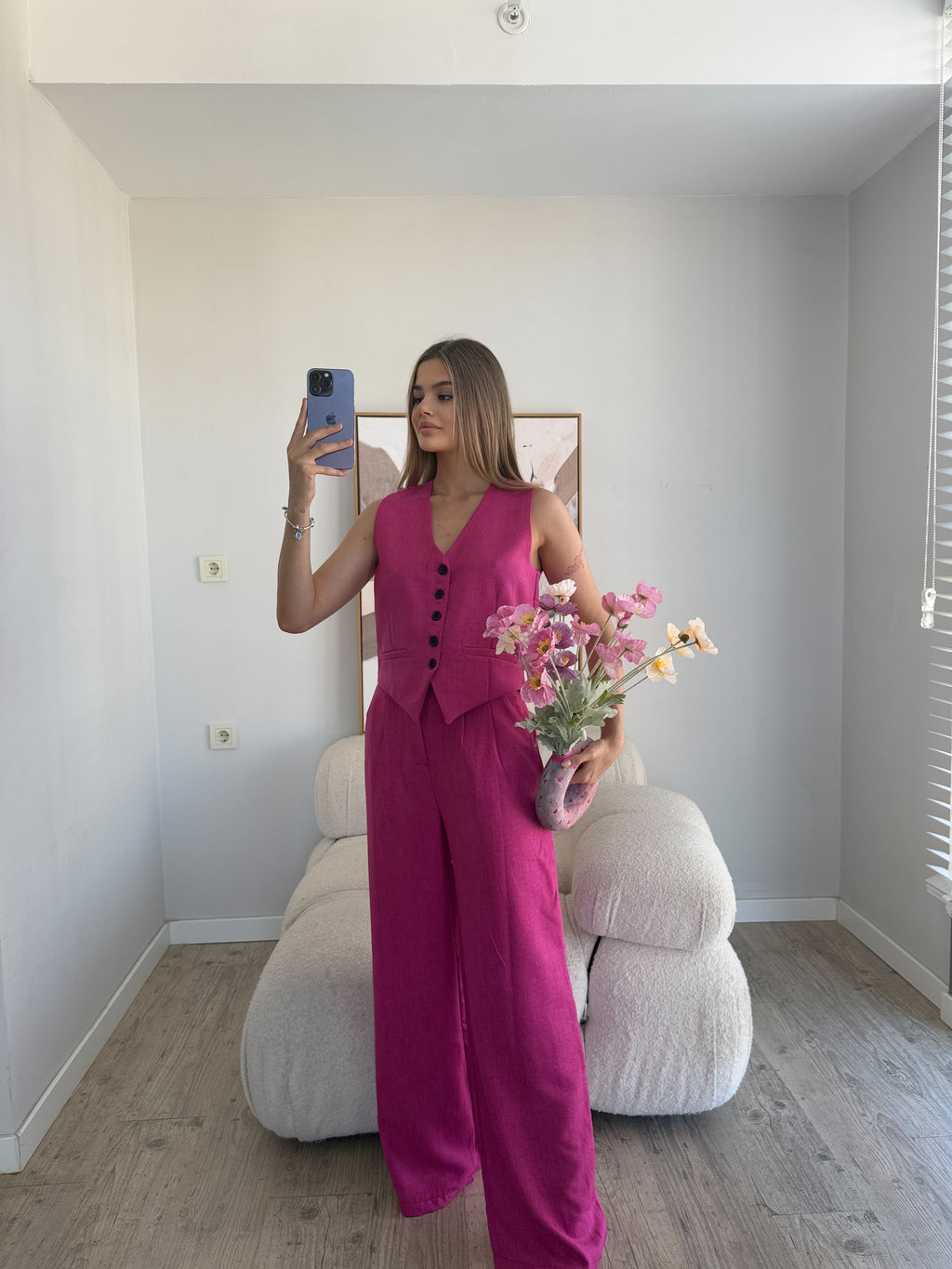 Лен Комплет Елек Пантолони