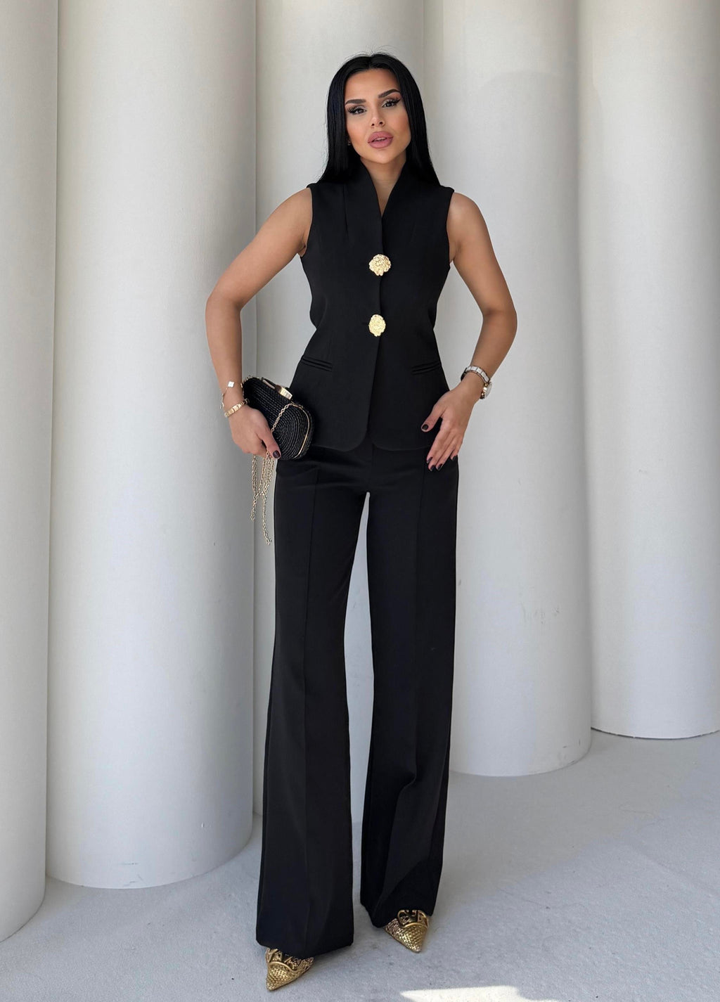 Комплет Елек Пантолони Златно Копче