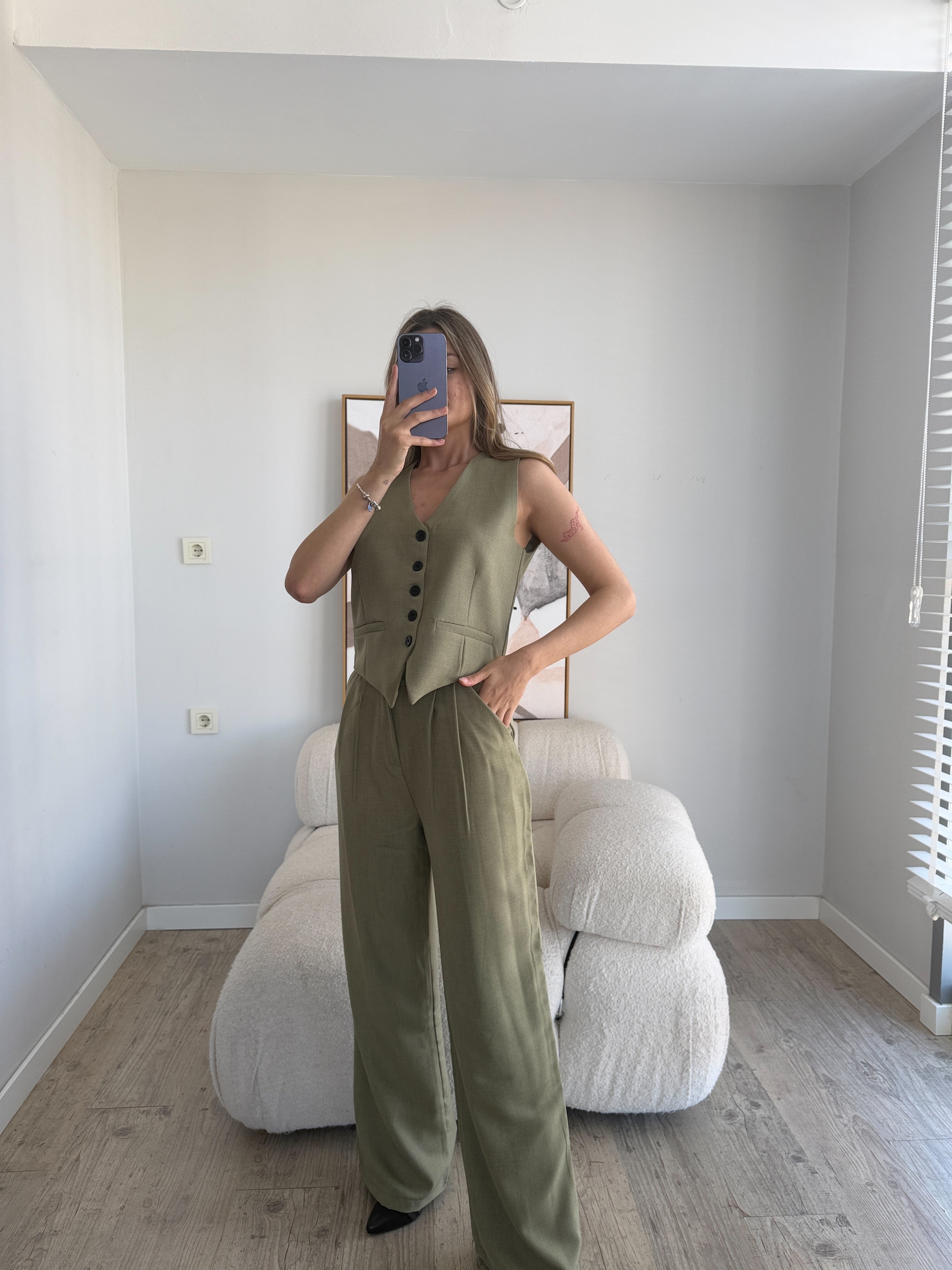 Лен Комплет Елек Пантолони