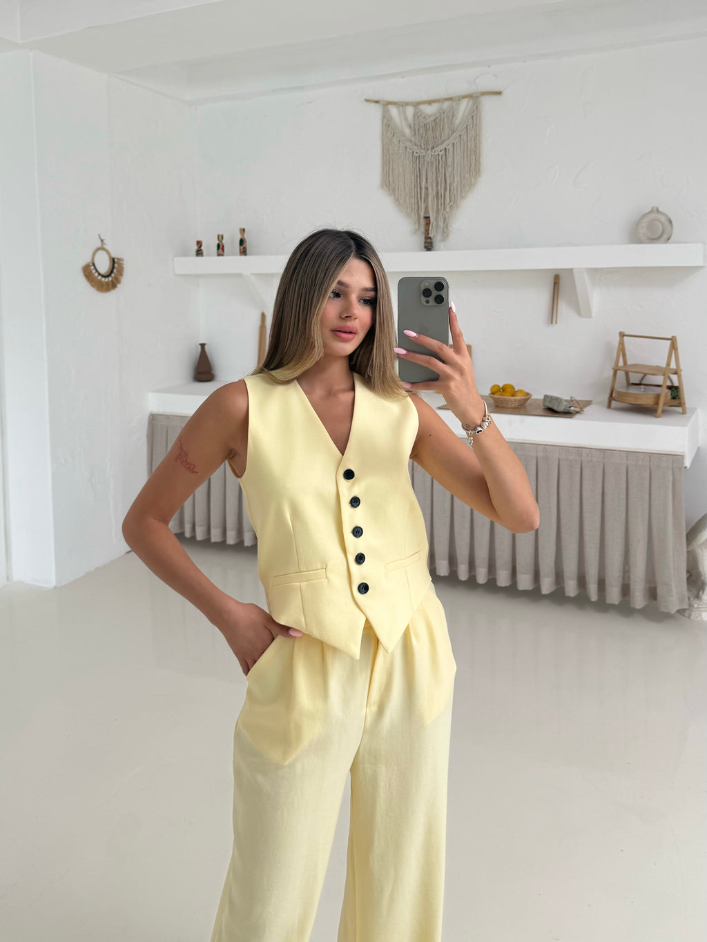 Лен Комплет Елек Пантолони