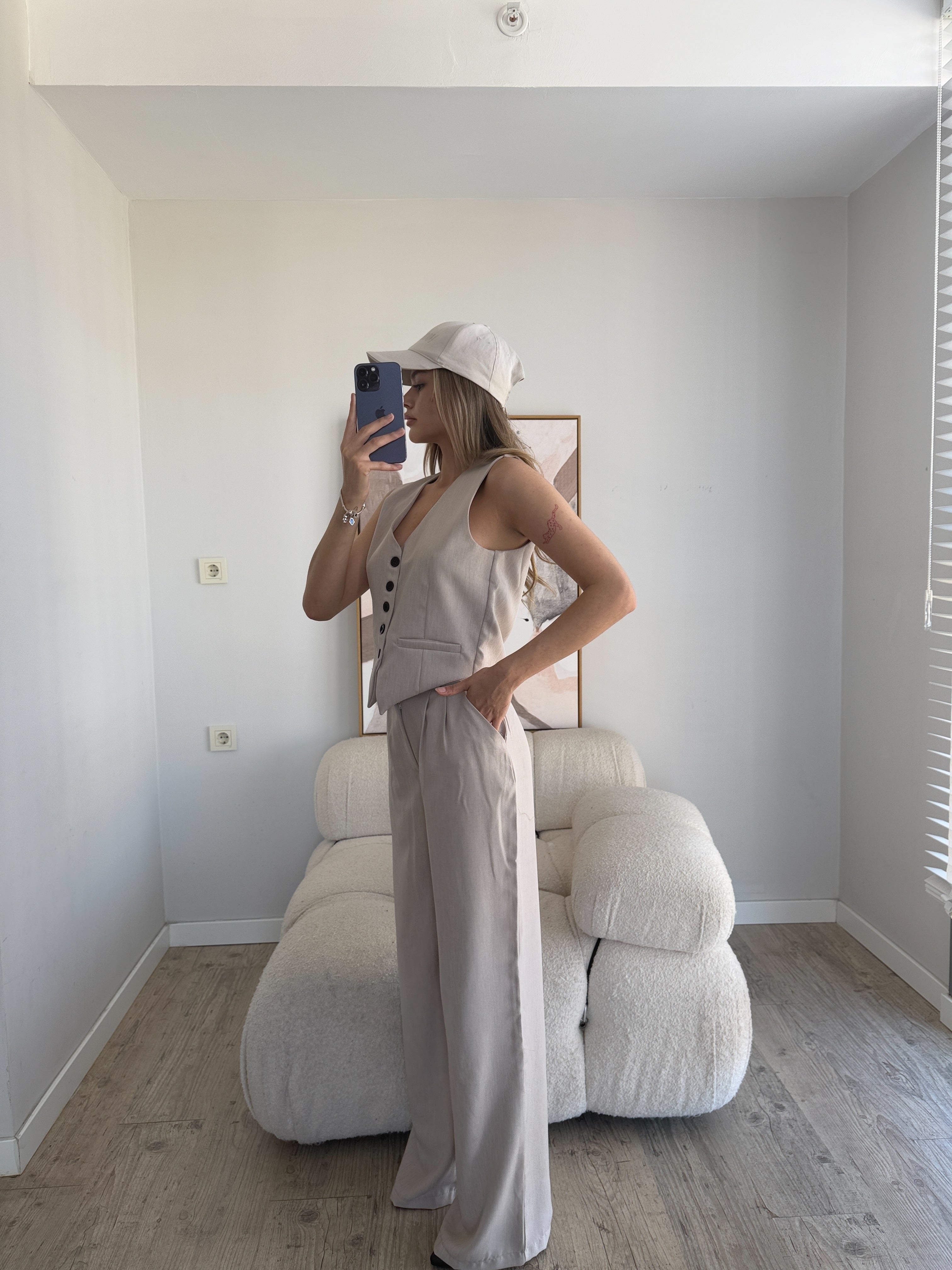 Лен Комплет Елек Пантолони