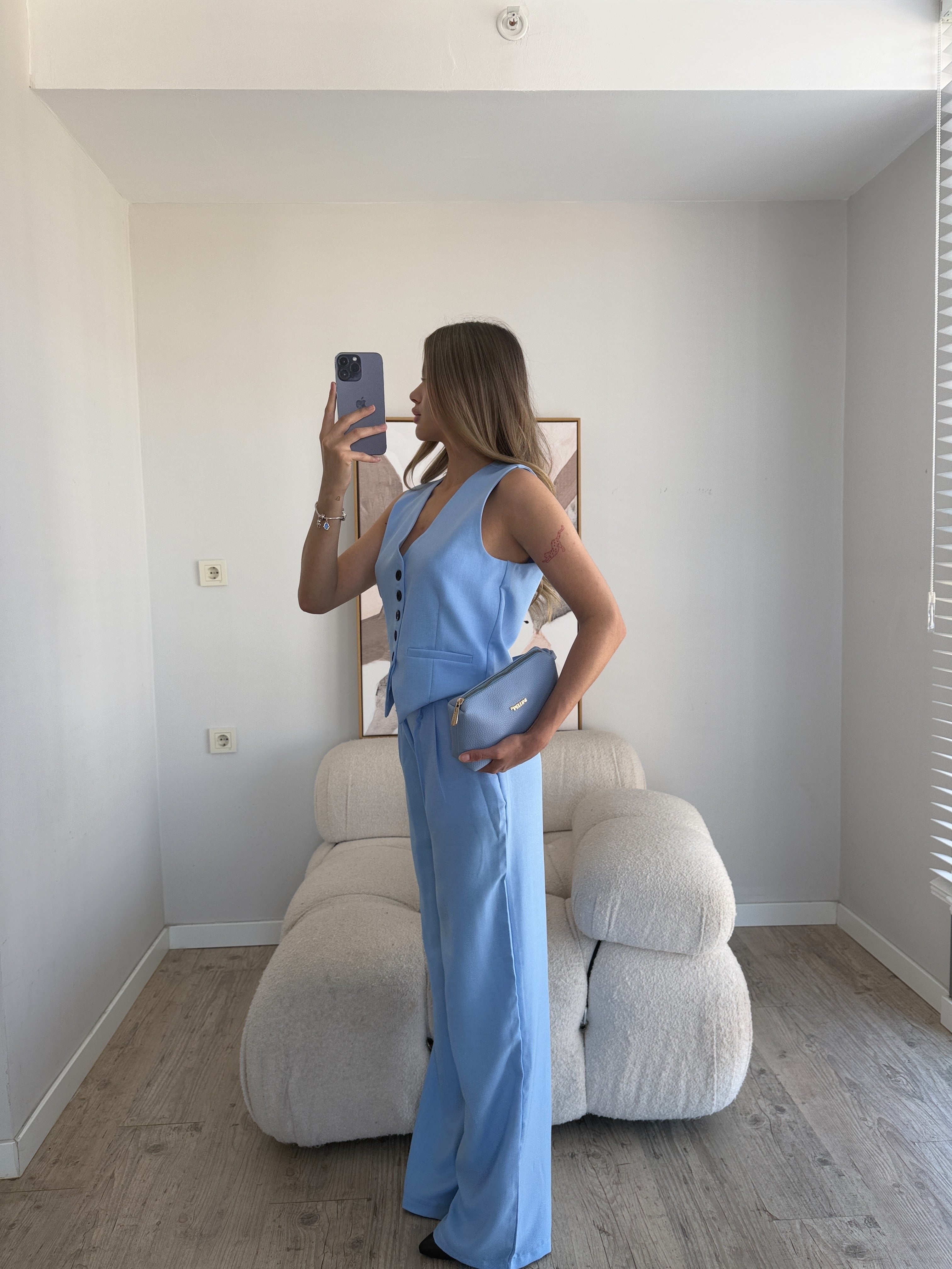 Лен Комплет Елек Пантолони