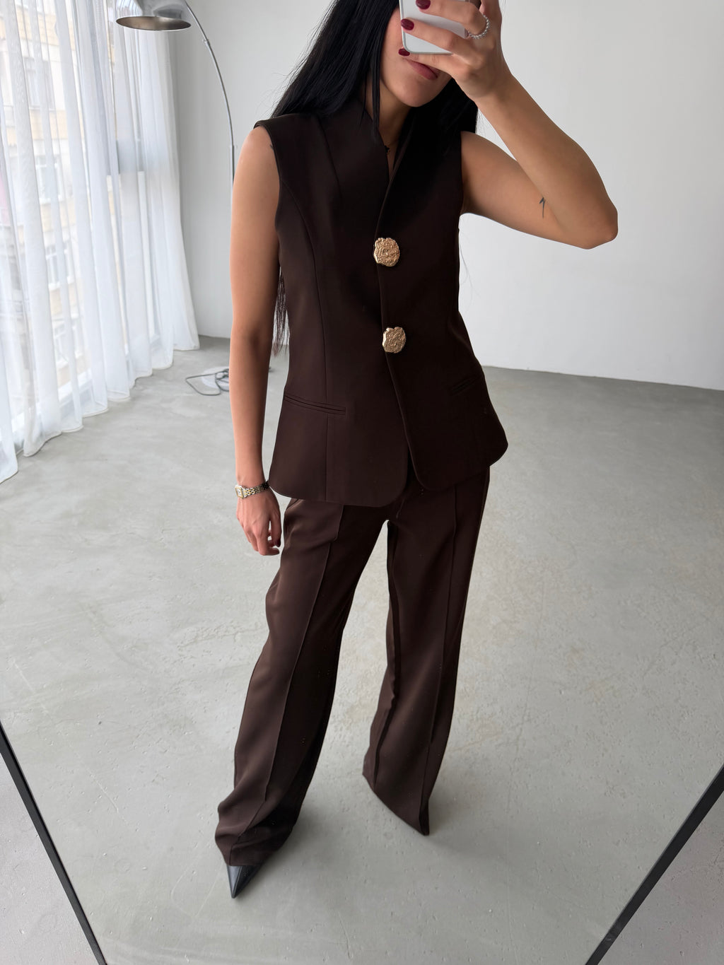 Комплет Елек Пантолони Златно Копче