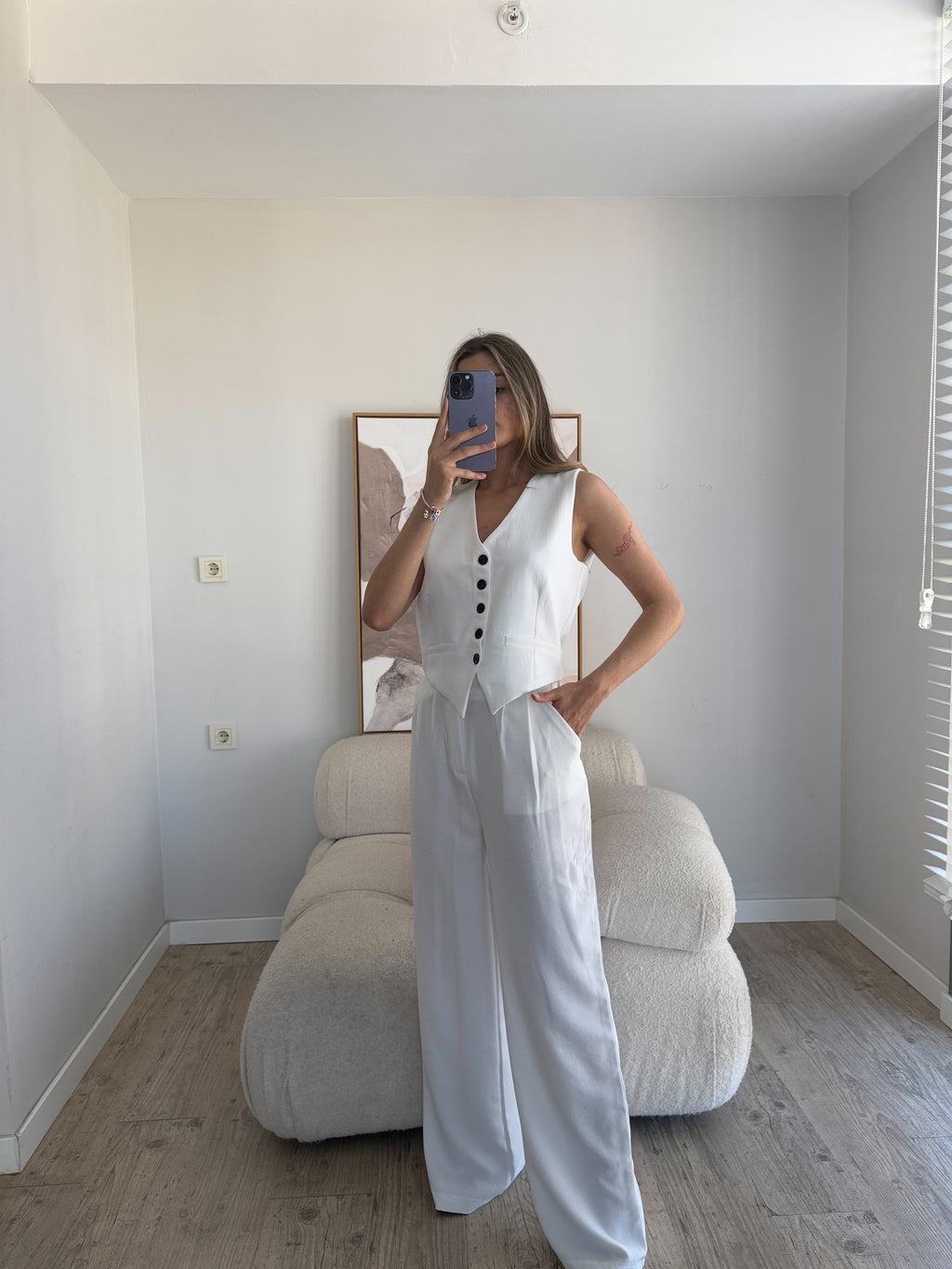 Лен Комплет Елек Пантолони