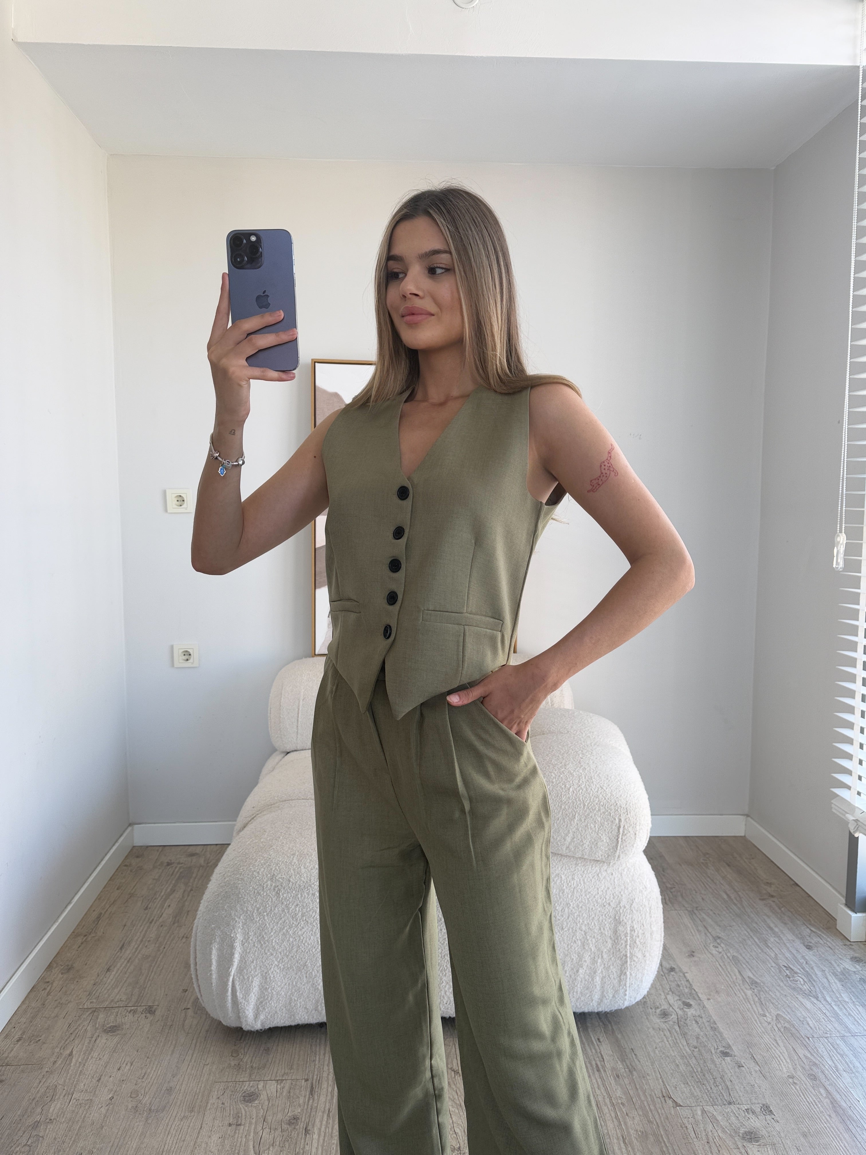 Лен Комплет Елек Пантолони