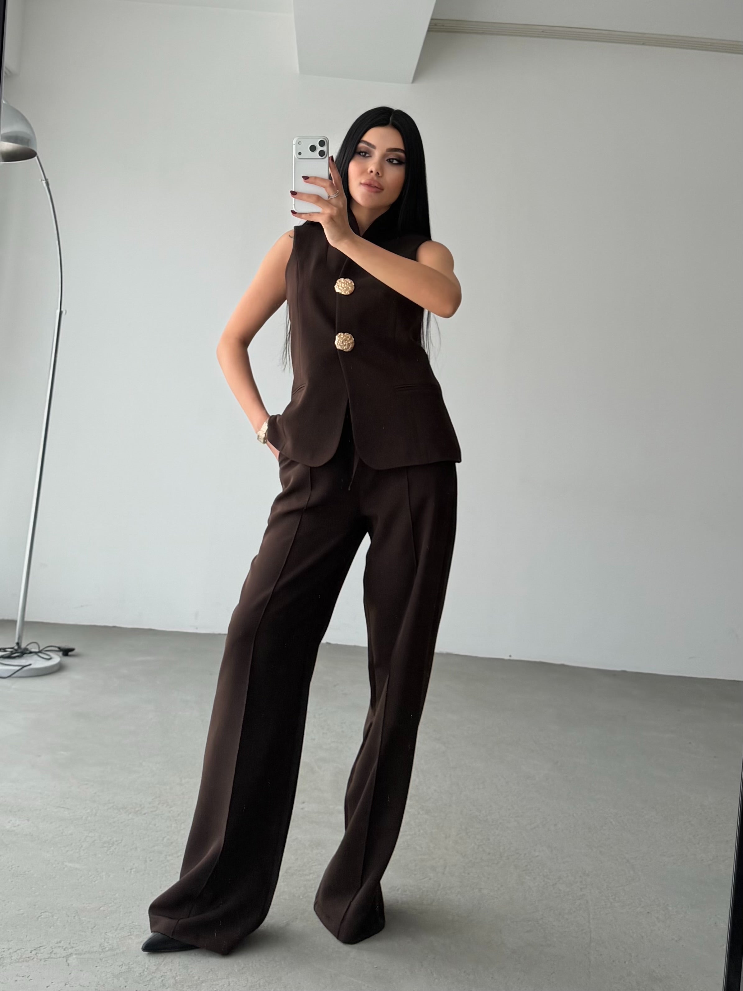 Комплет Елек Пантолони Златно Копче