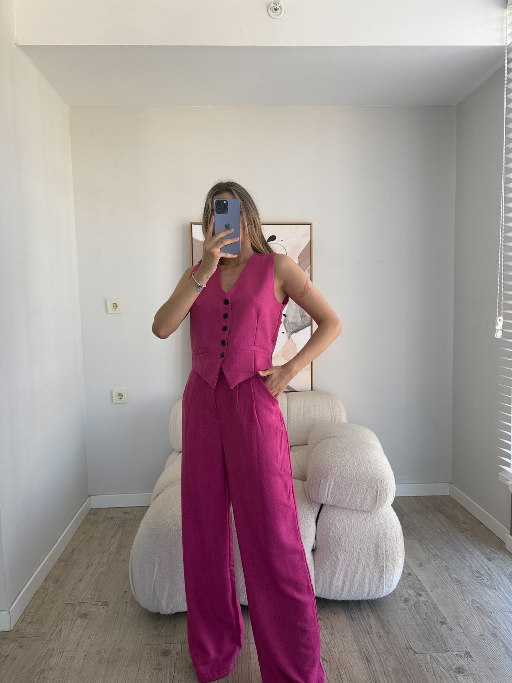 Лен Комплет Елек Пантолони