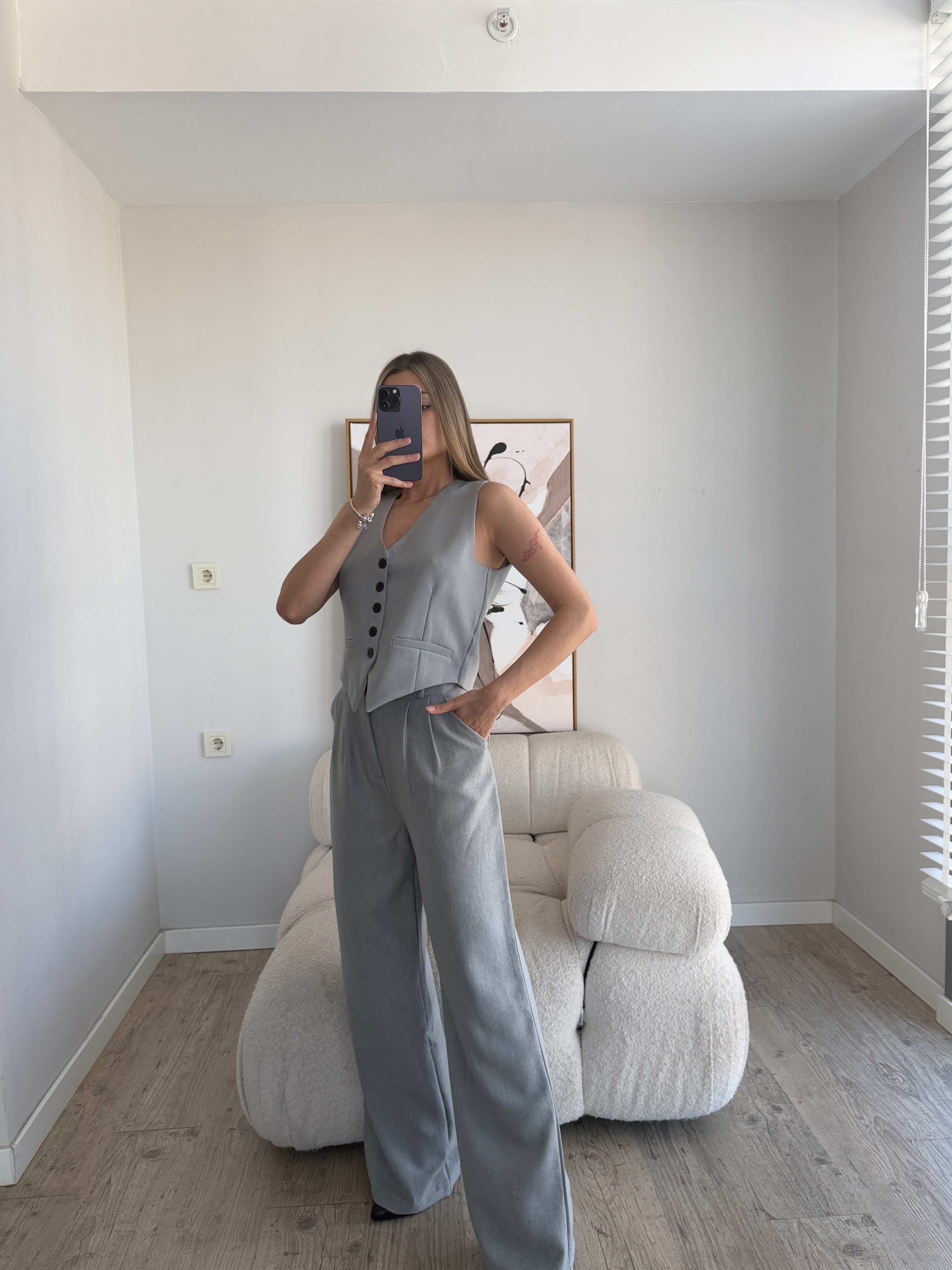 Лен Комплет Елек Пантолони