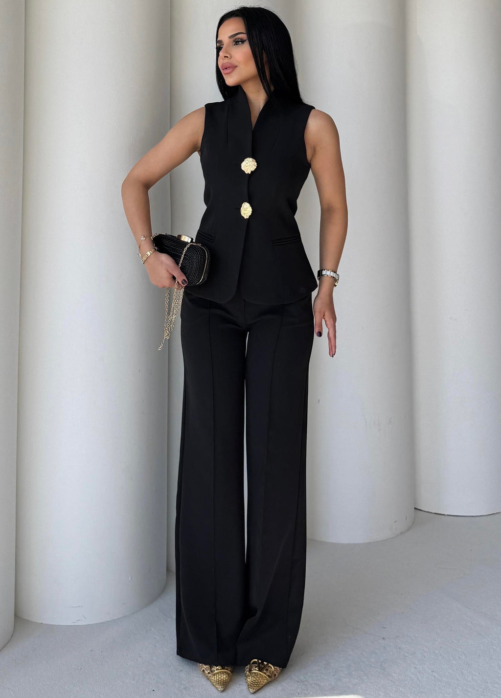 Комплет Елек Пантолони Златно Копче