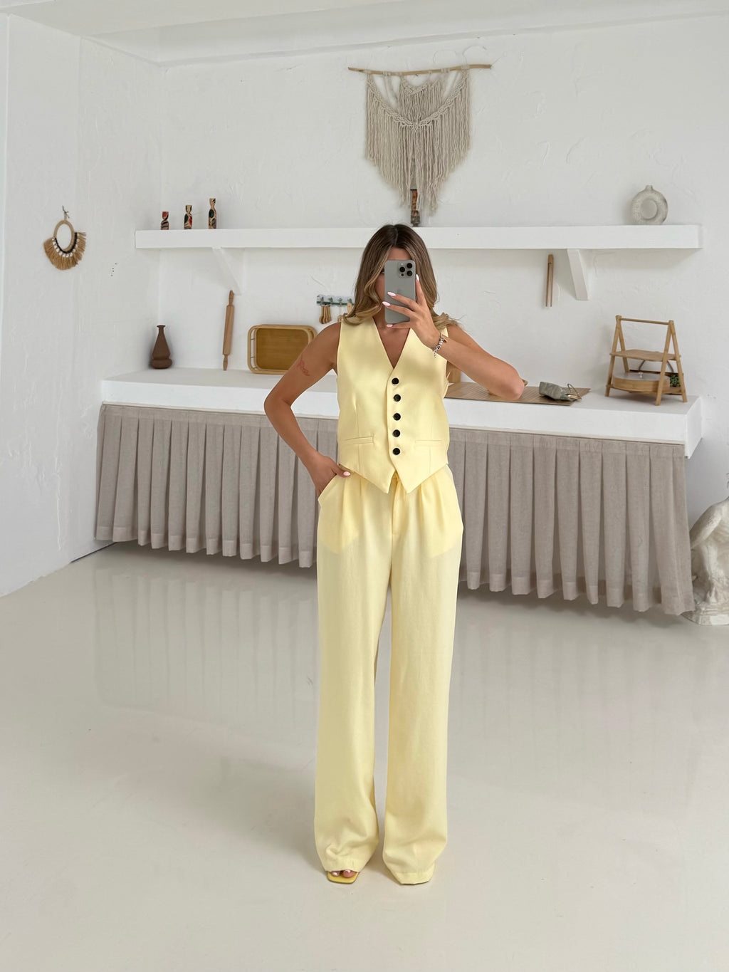 Лен Комплет Елек Пантолони