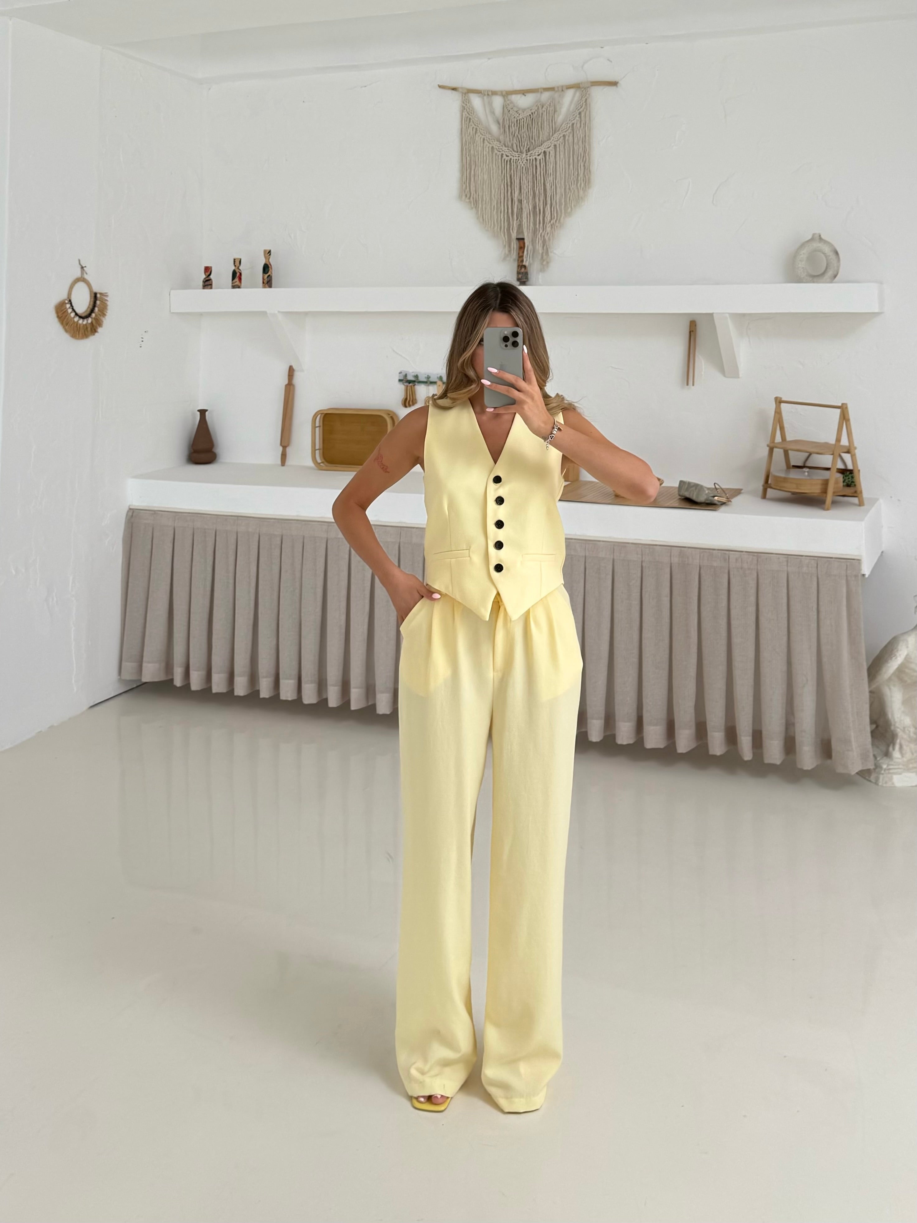 Лен Комплет Елек Пантолони