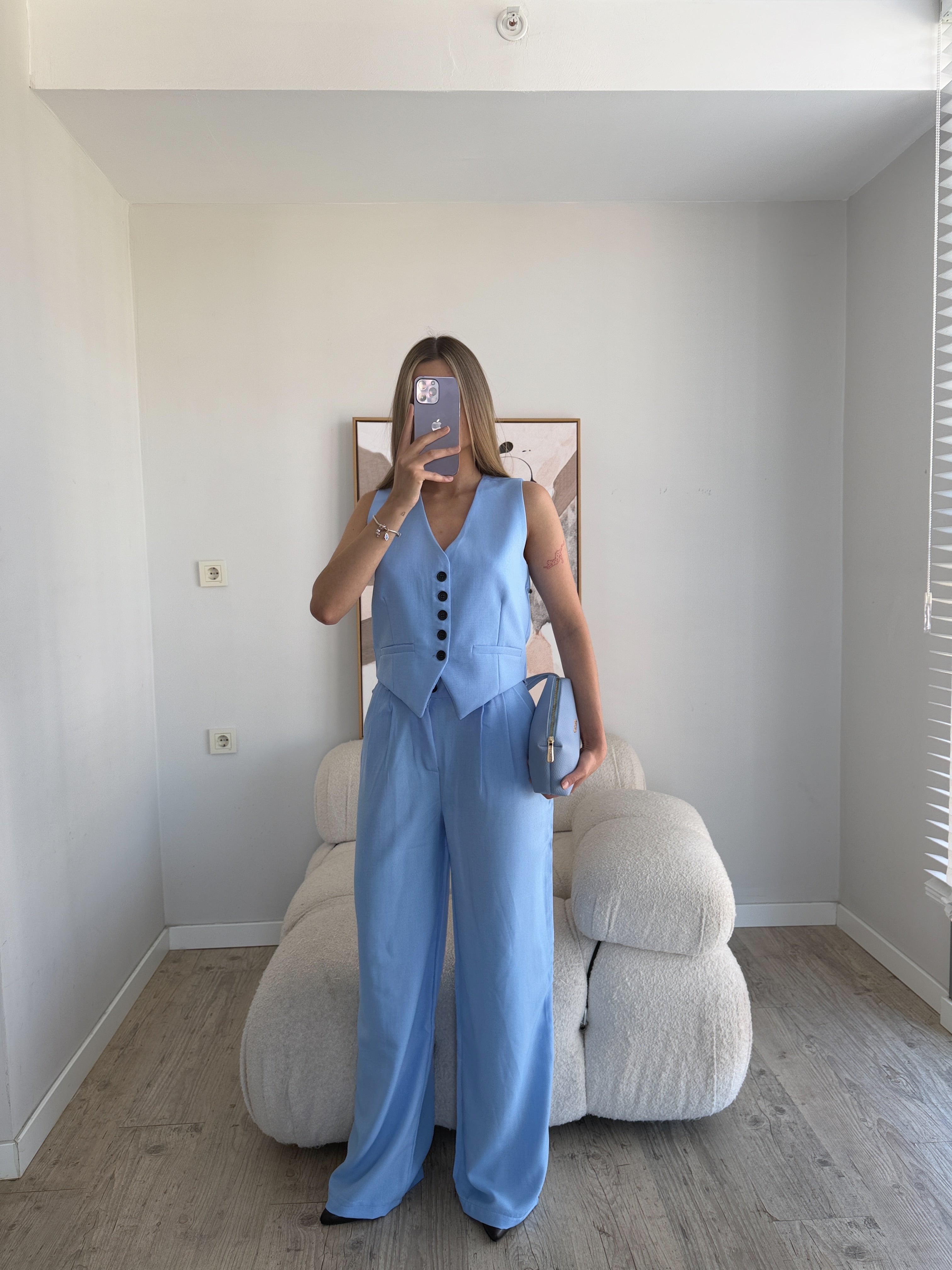 Лен Комплет Елек Пантолони