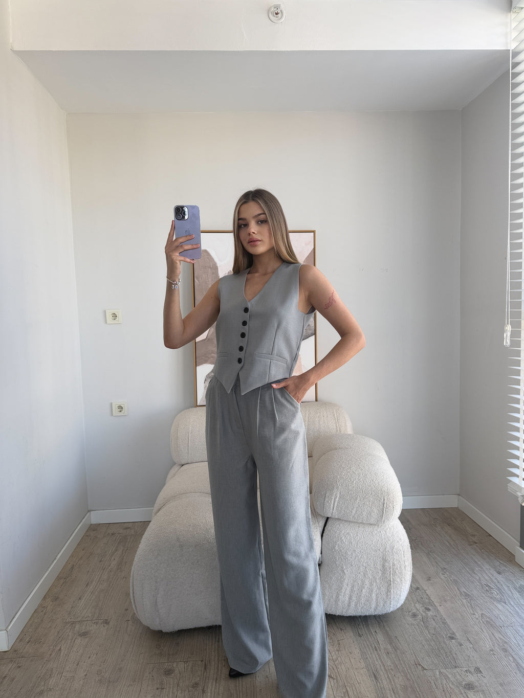 Лен Комплет Елек Пантолони