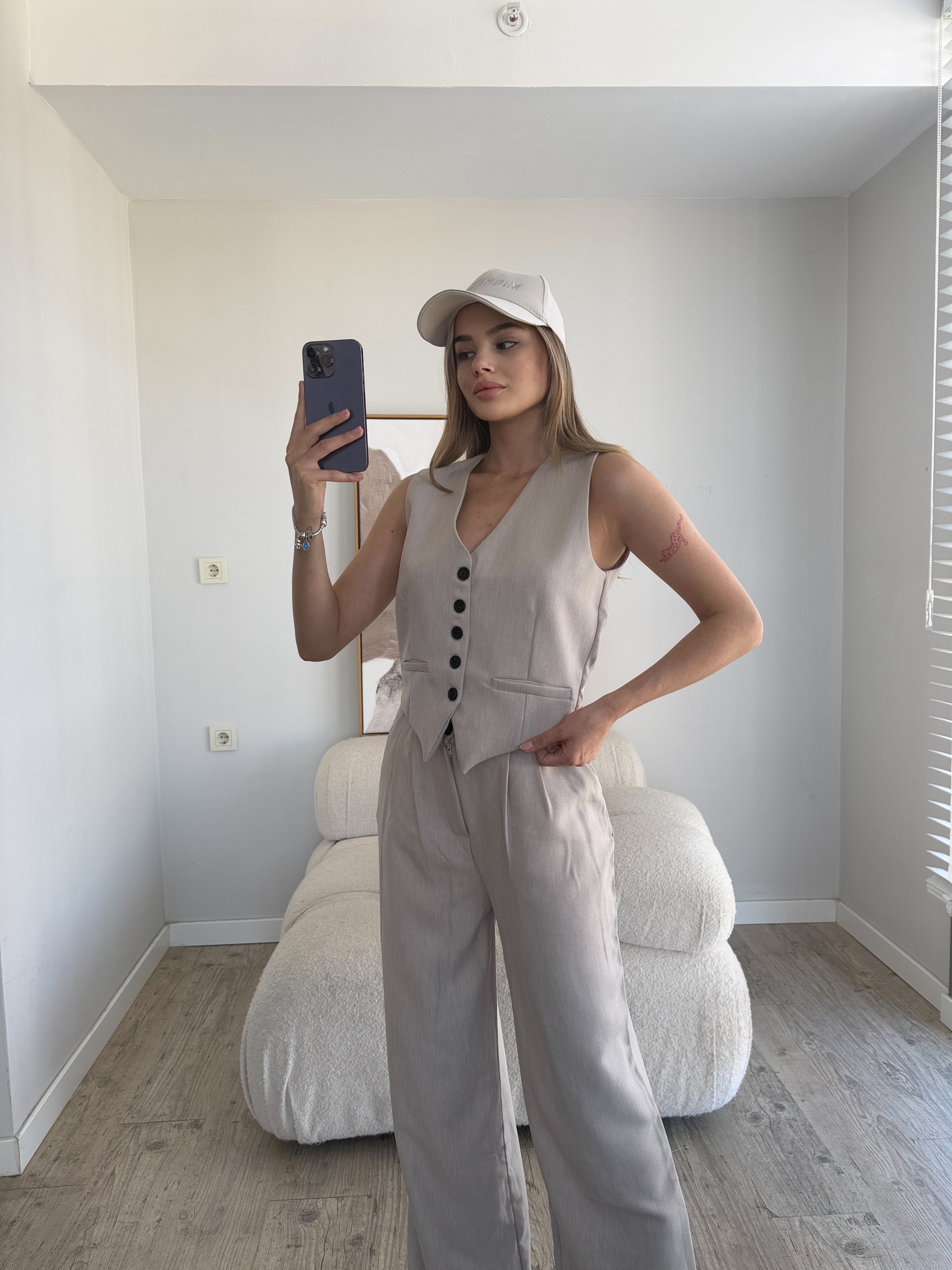 Лен Комплет Елек Пантолони