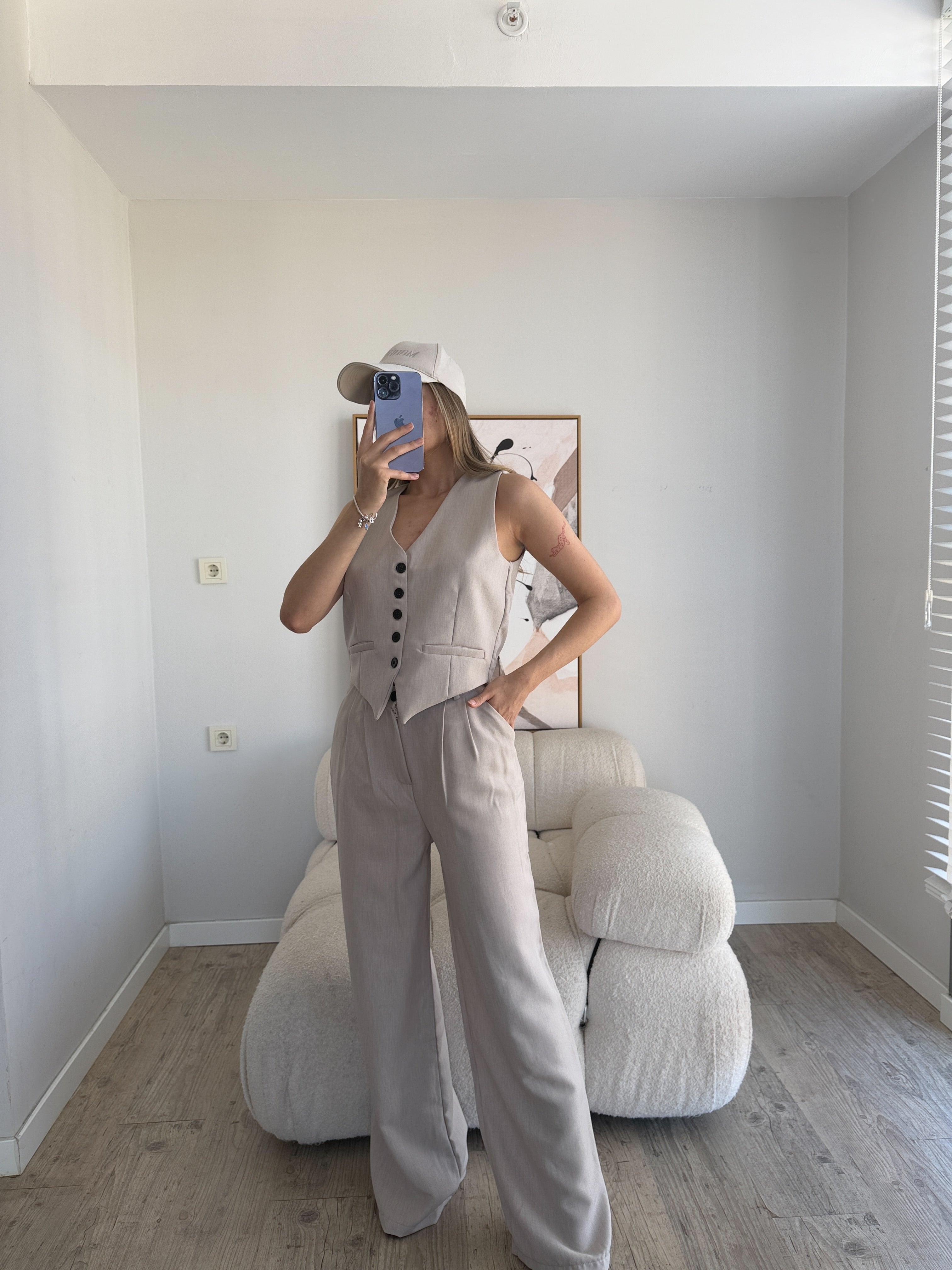 Лен Комплет Елек Пантолони