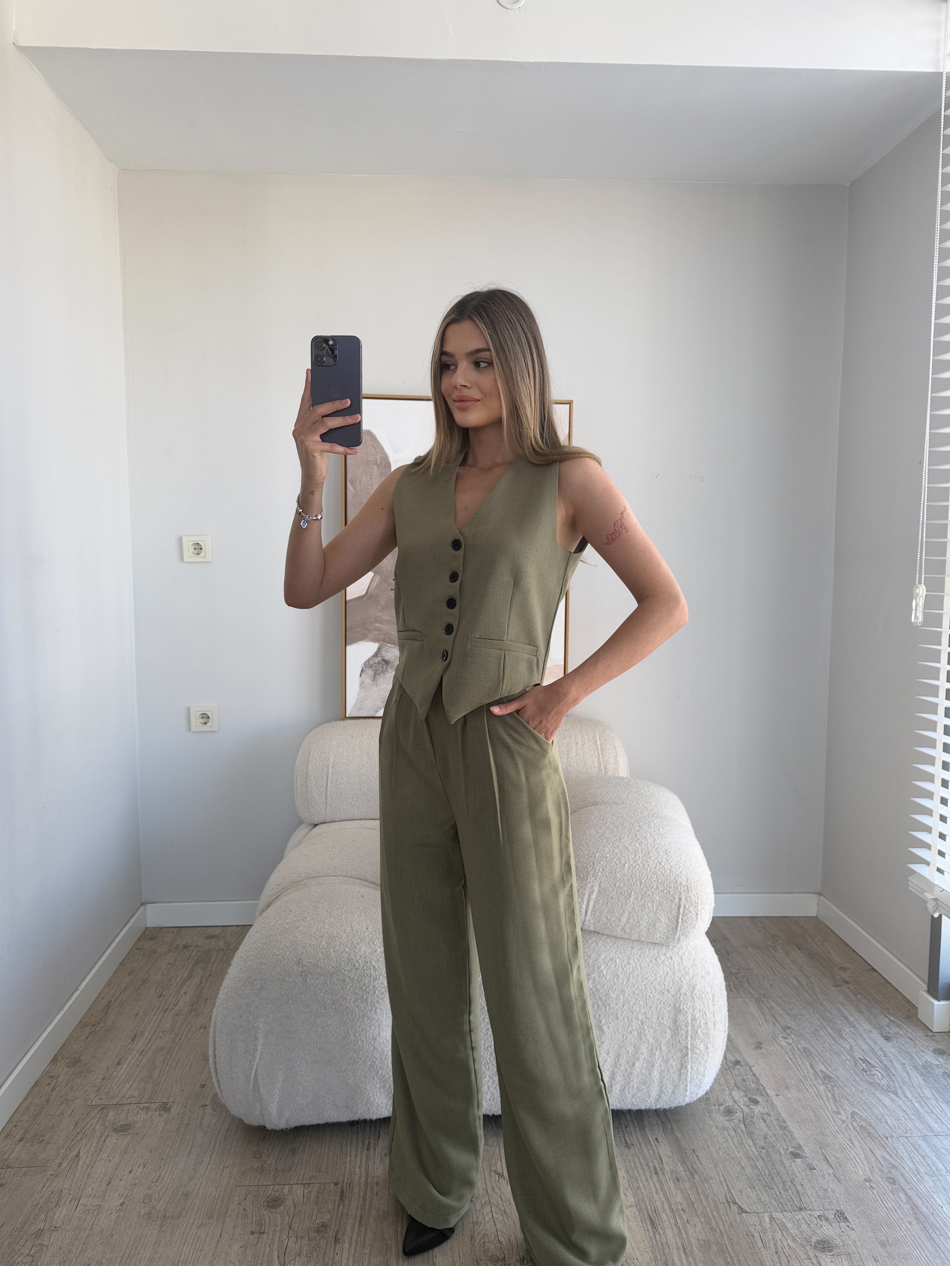 Лен Комплет Елек Пантолони