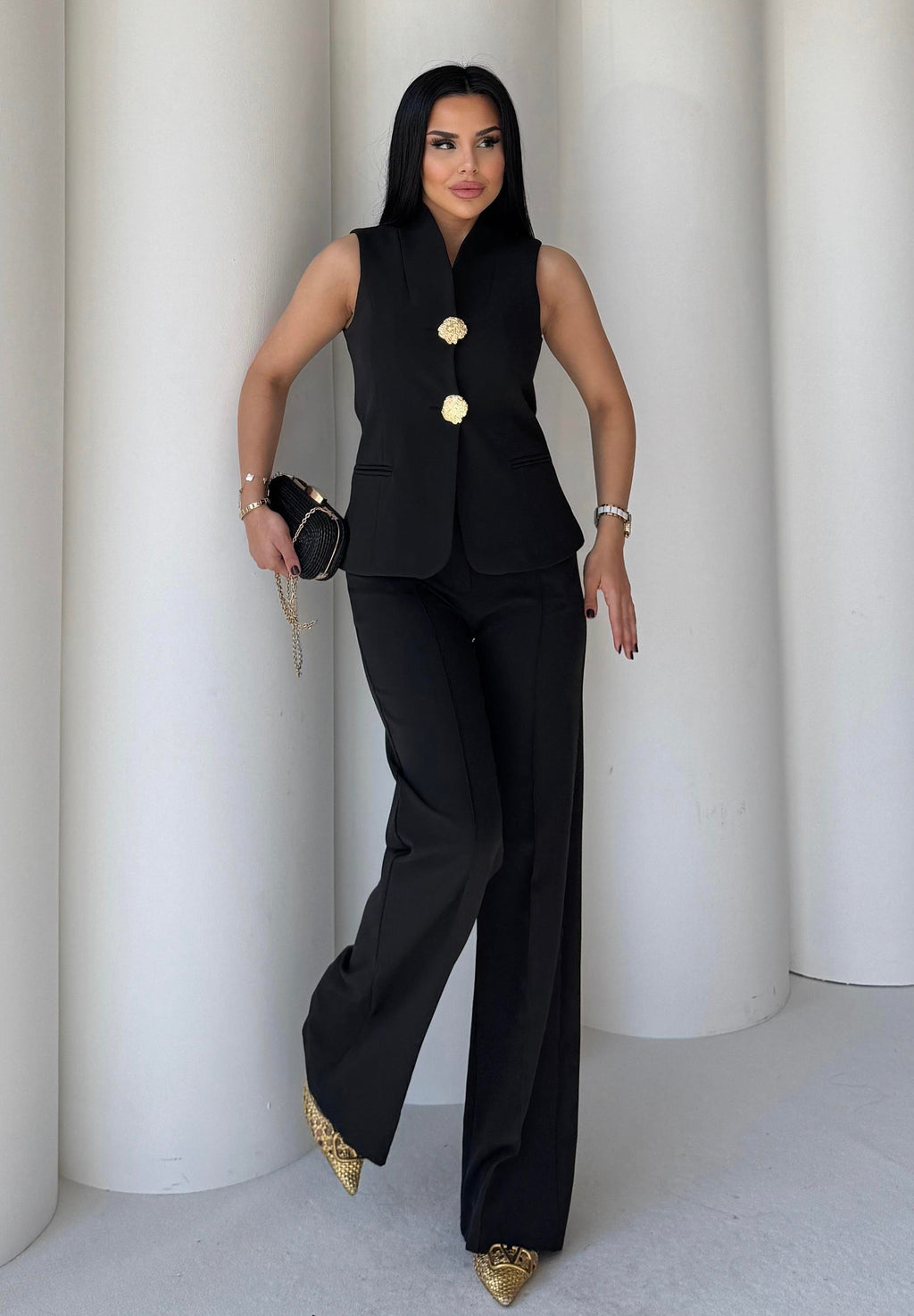 Комплет Елек Пантолони Златно Копче