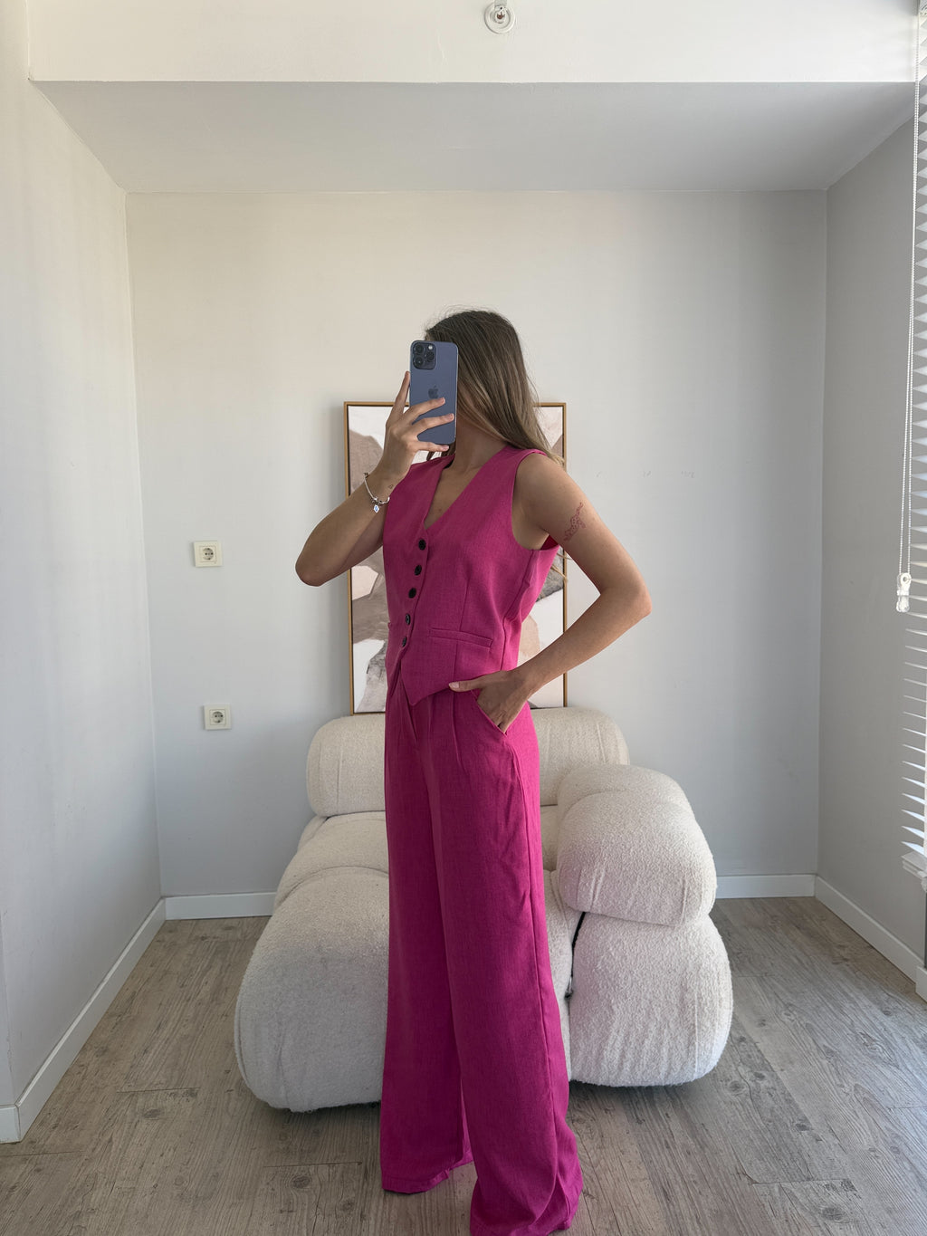 Лен Комплет Елек Пантолони