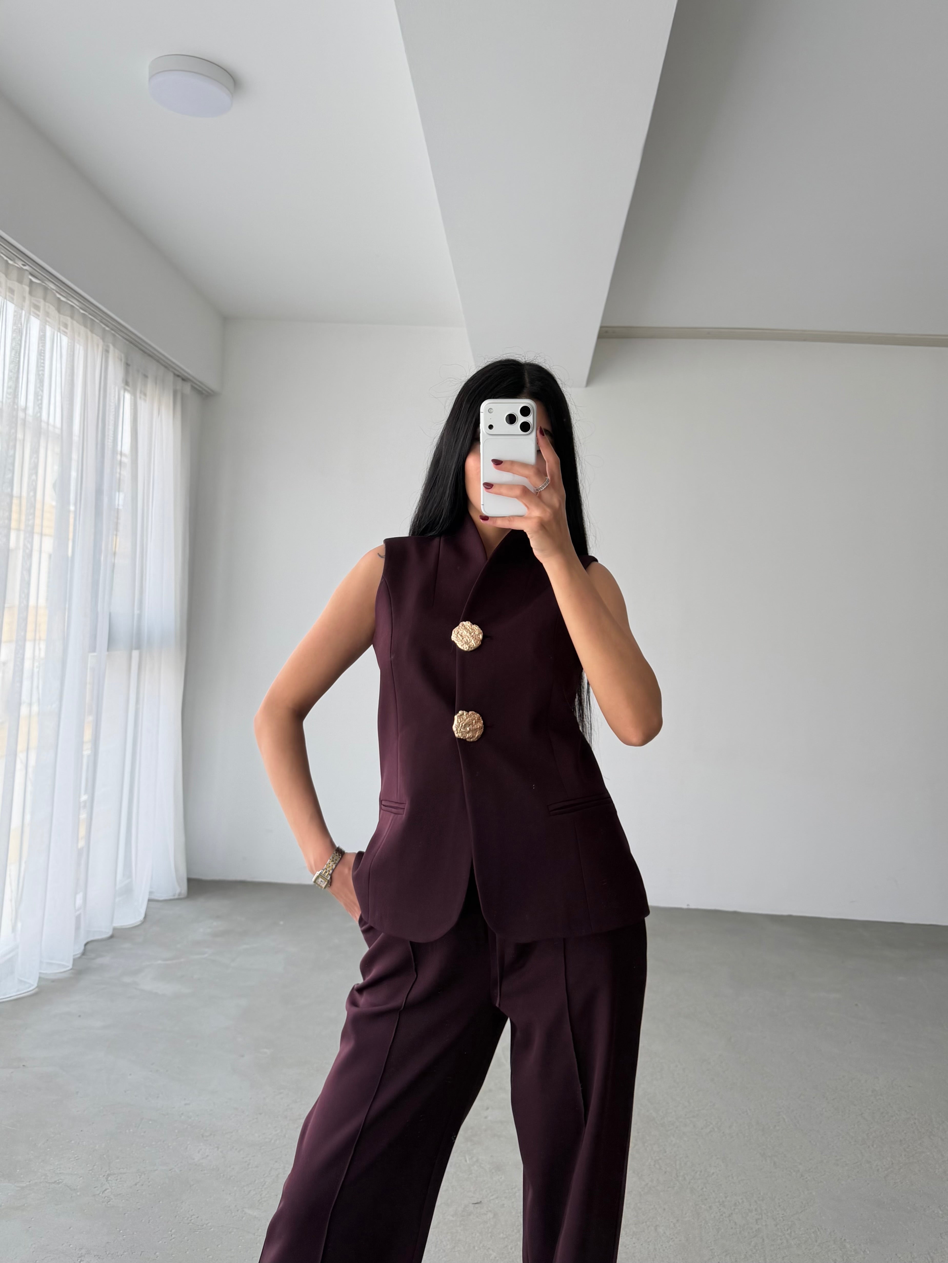 Комплет Елек Пантолони Златно Копче