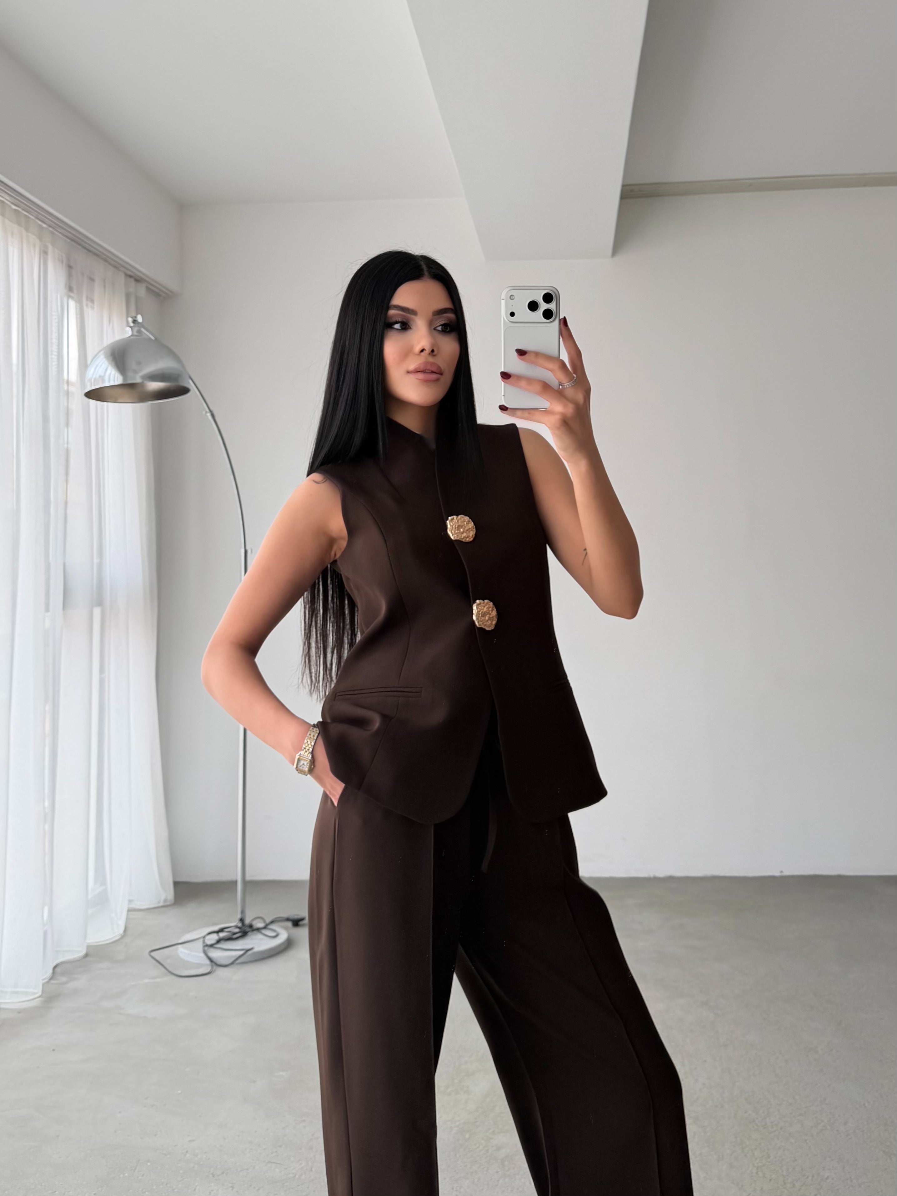 Комплет Елек Пантолони Златно Копче