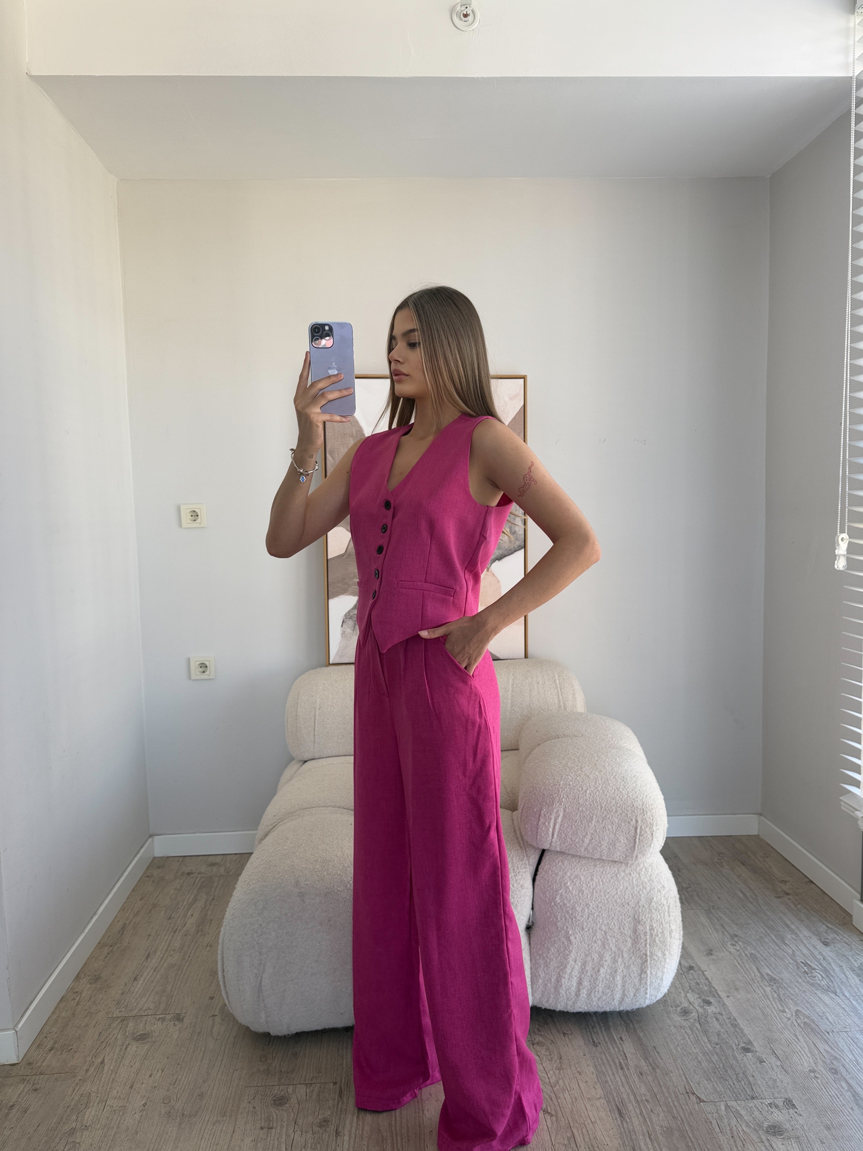 Лен Комплет Елек Пантолони