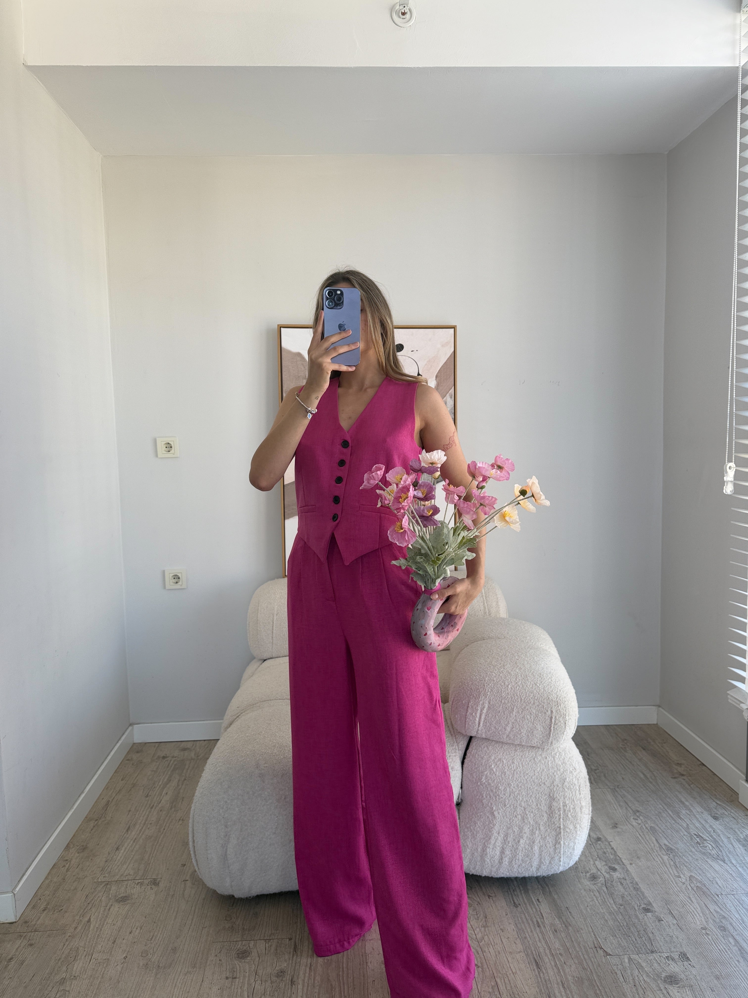 Лен Комплет Елек Пантолони