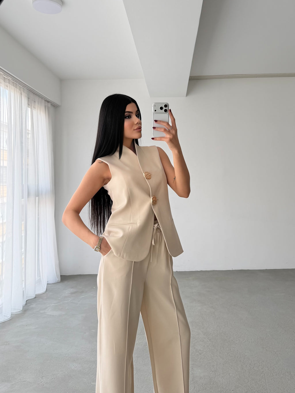 Комплет Елек Пантолони Златно Копче