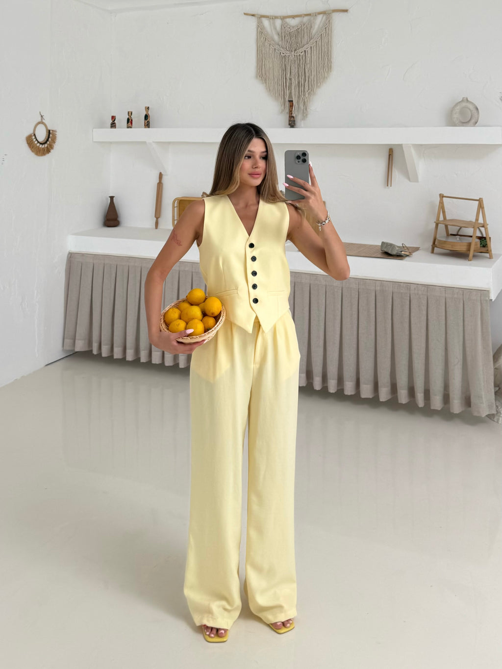 Лен Комплет Елек Пантолони