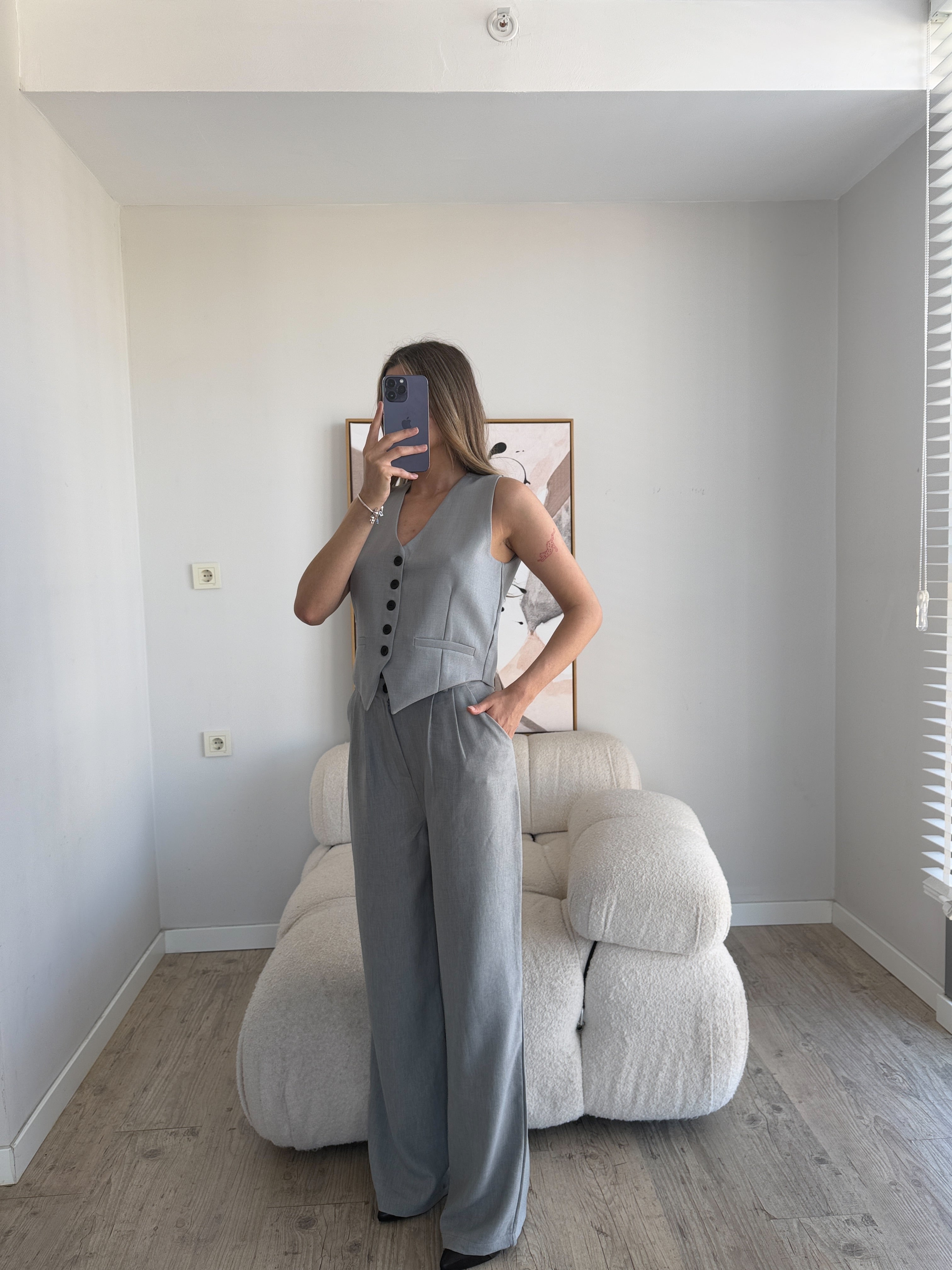 Лен Комплет Елек Пантолони