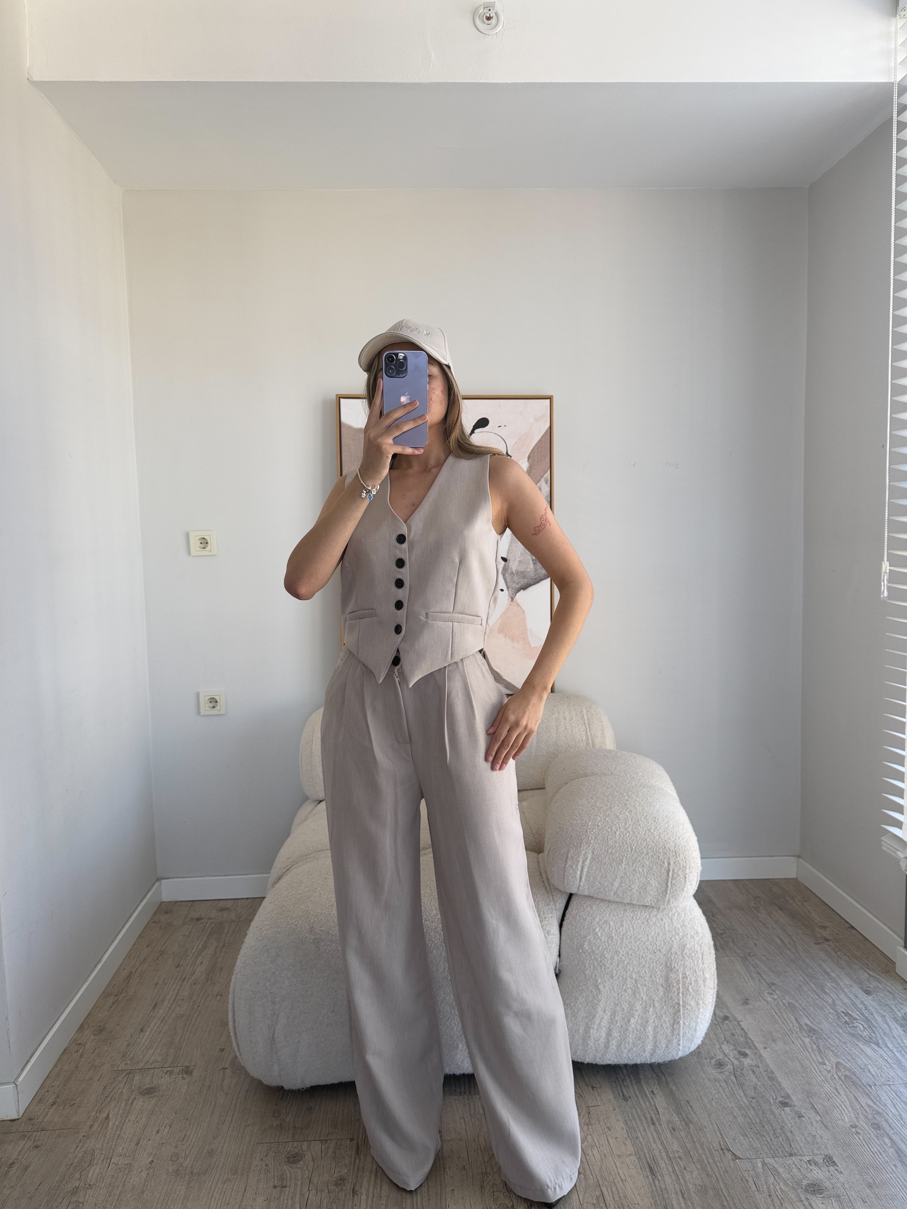 Лен Комплет Елек Пантолони