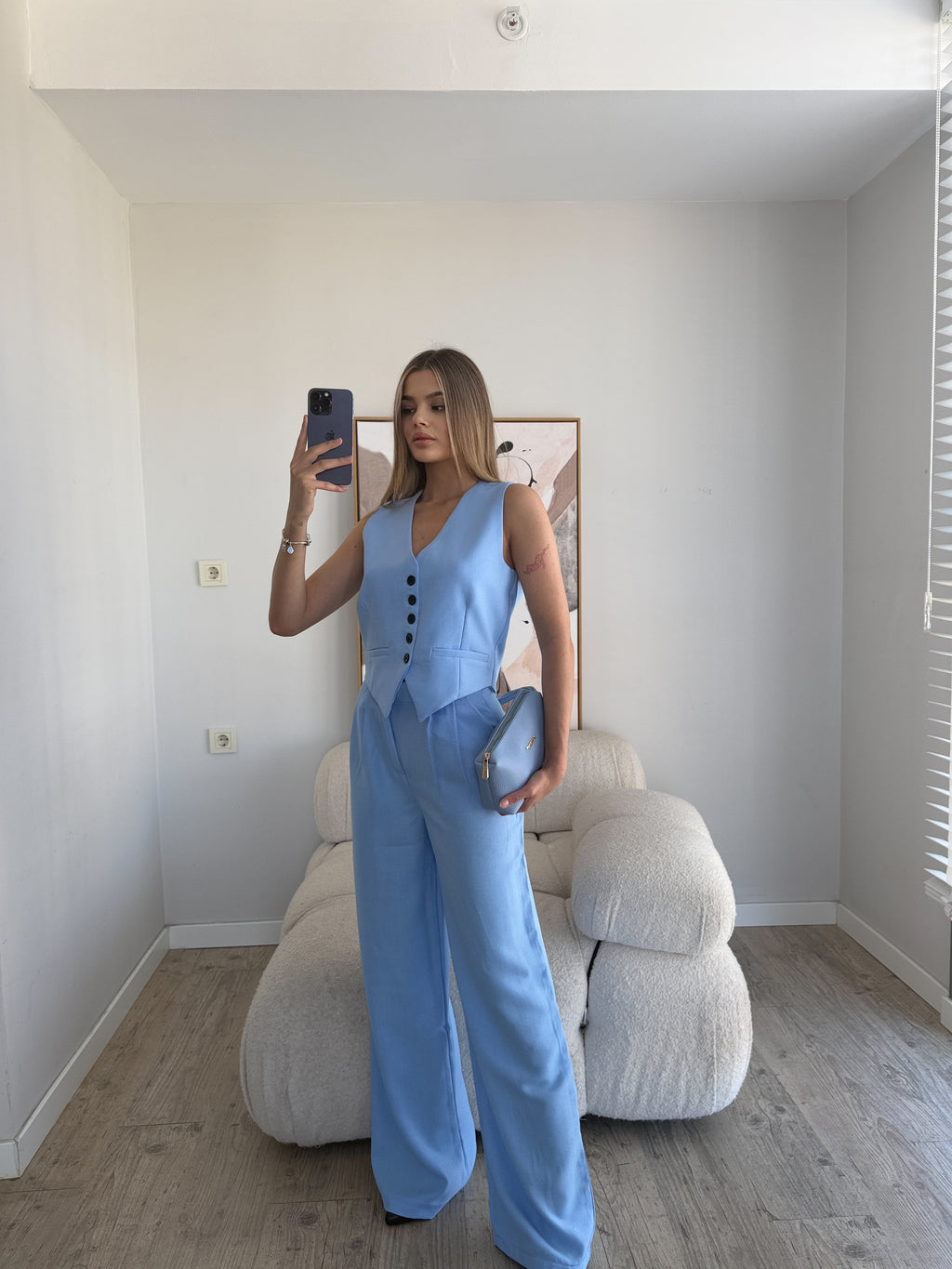 Лен Комплет Елек Пантолони