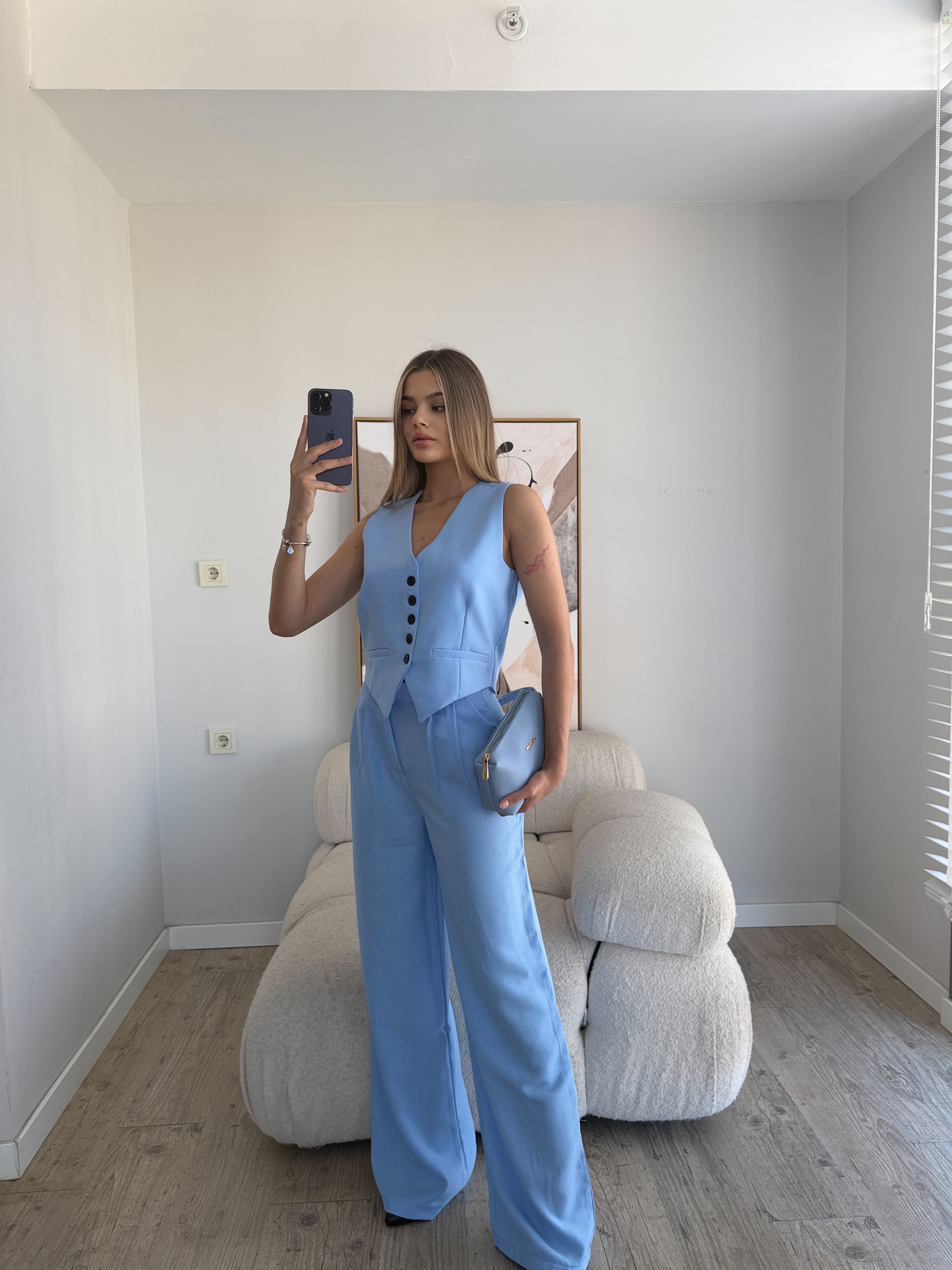 Лен Комплет Елек Пантолони