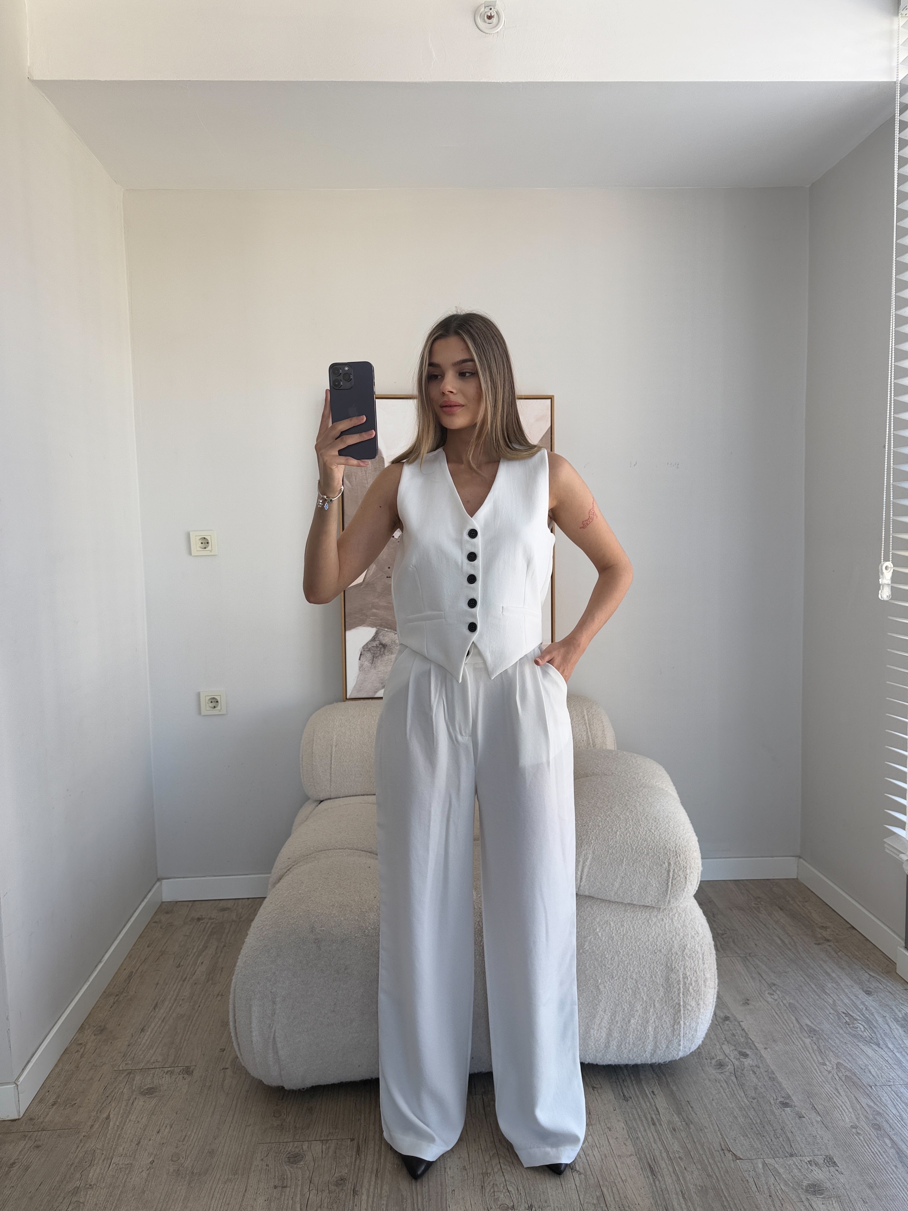 Лен Комплет Елек Пантолони