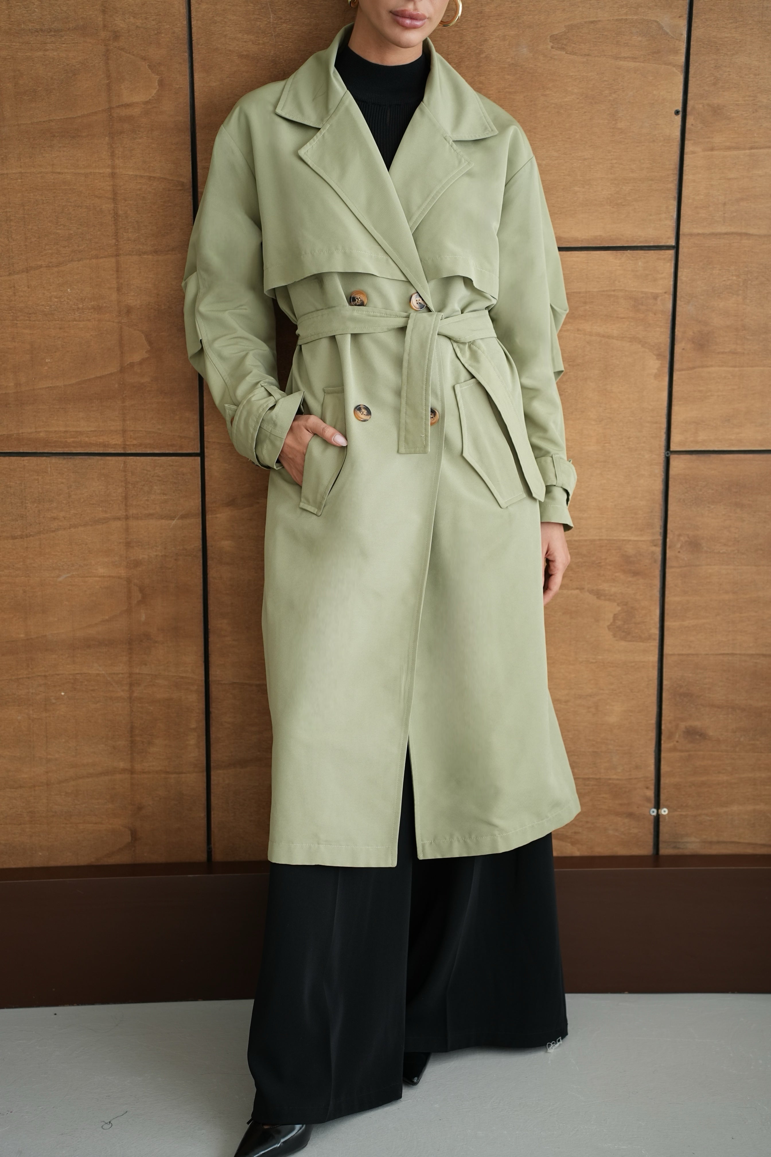 Oversize Мантил Зелен