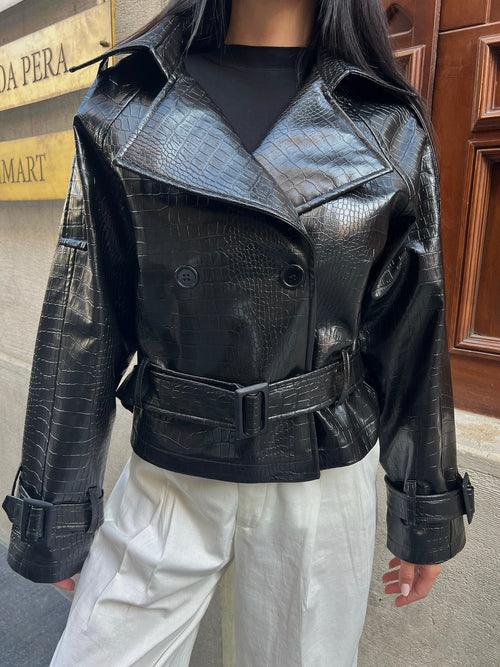Elegant Crocodile Leather Jacket