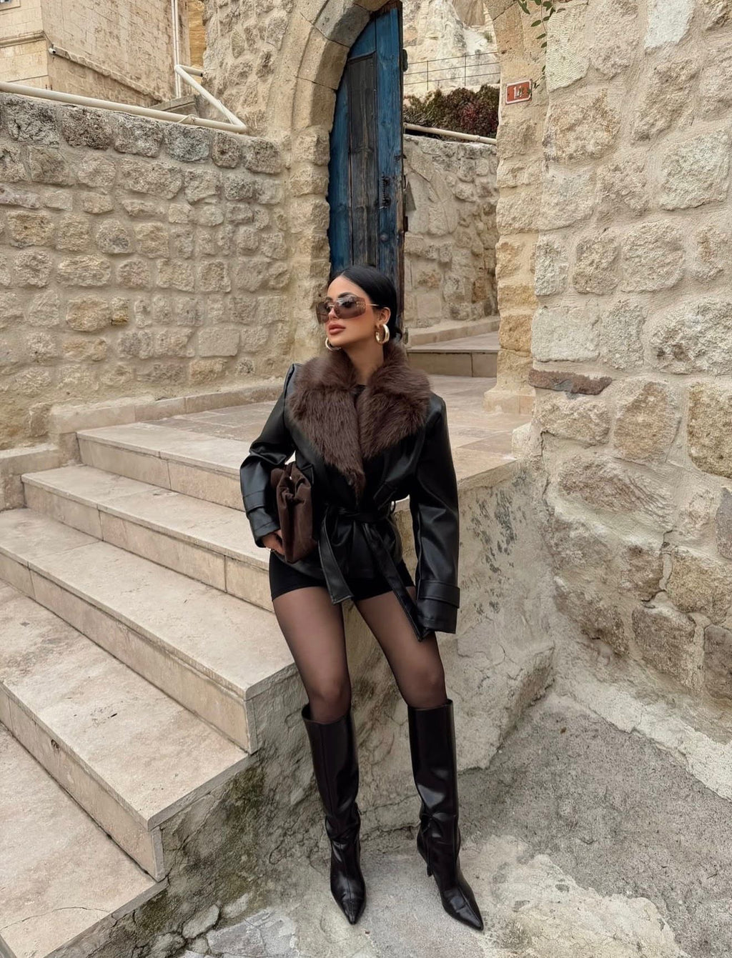 Кожна јакна крзно